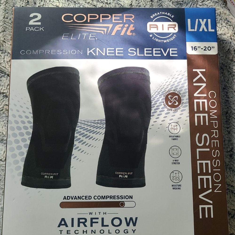 *(Ew)Cooper Fit Elite Resistance Band  Air Knee Sleeves 2pack
